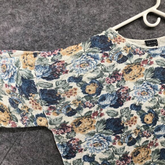 VTG Objects Dart Womens Grandma Floral Knit Long Sleeve Top Size L Granny - Picture 5 of 12